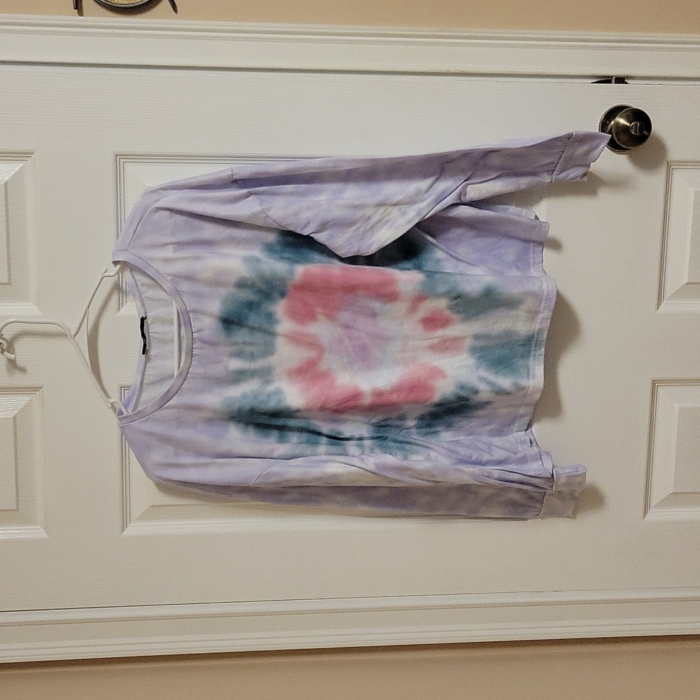 Lavender and pink and teal tye dye top